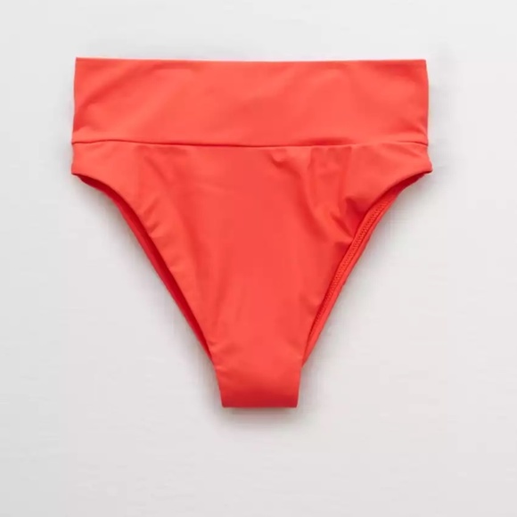 aerie Other - AERIE HIGH CUT CHEEKY BIKINI BOTTOM, CORAL, SIZE MEDIUM